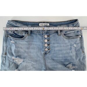 Judy Blue Distressed Denim Button Fly Shorts Light Wash High Rise Women's L EUC